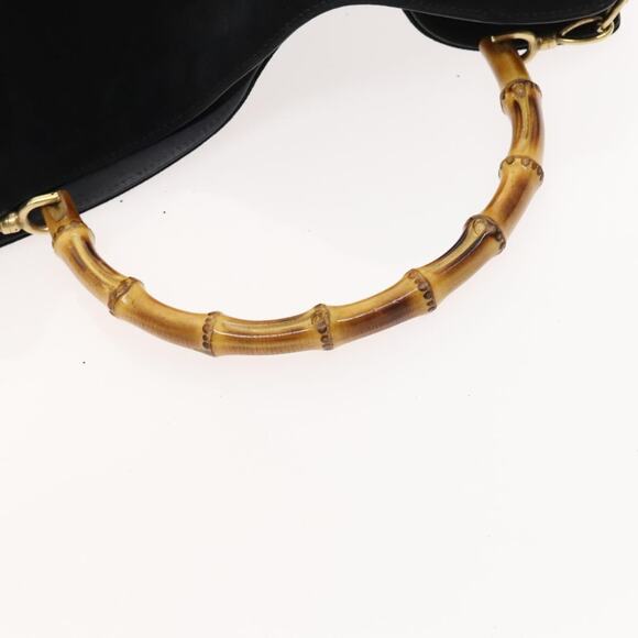 GUCCI Bamboo Hand Bag Suede Black Gold 001 1014 001 1014 - Picture 7 of 16